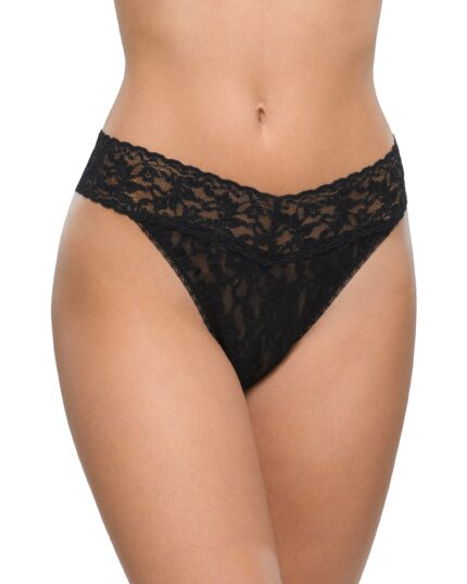 Signature Lace Original Rise Thong Black
